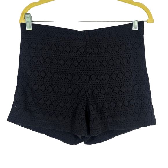N Jessica Simpson Black Boho Crochet Knit High Waist Shorts Womens Size 7 8 Cute - Picture 1 of 9